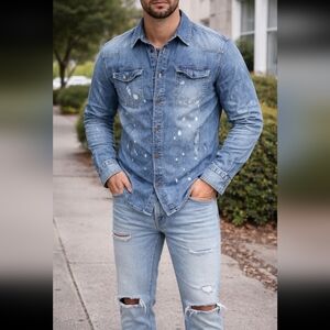 Jordan Craig Men's Blue Denim Shirt Jacket